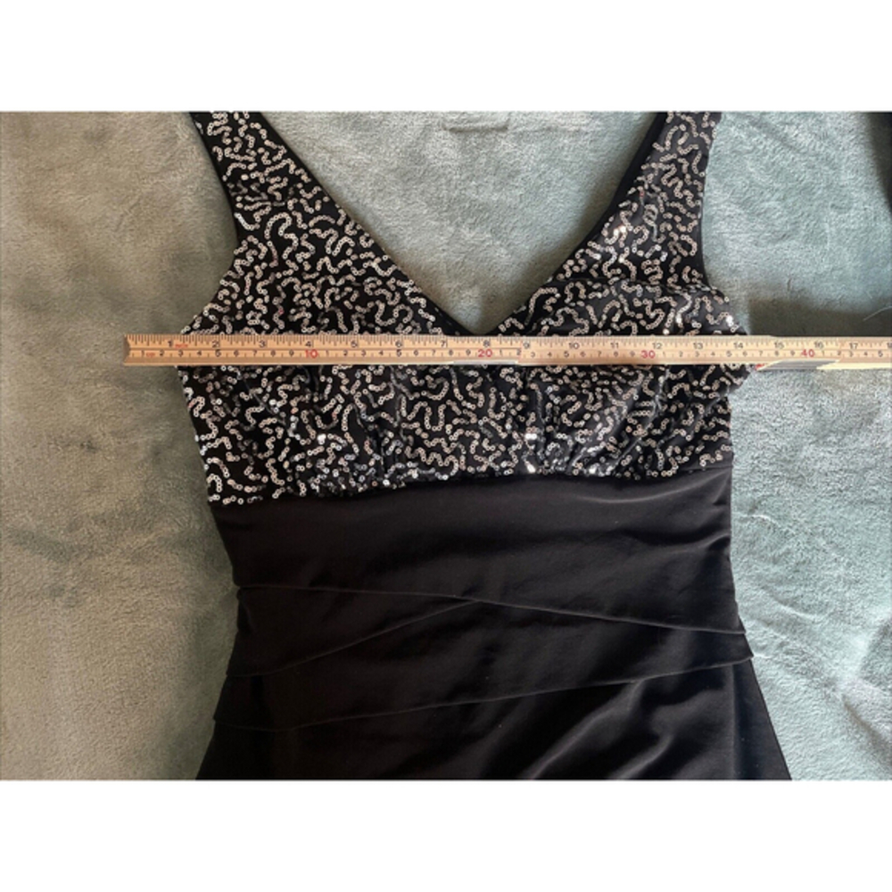 B. Smart Juniors‎ Sleeveless Black Plunge Bodycon Sequin Cocktail Dress Sz Small - Picture 14 of 16